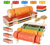 MINYSIC 30 Packs DIY Christmas Crackers Kit, Make Your Own Crackers Set, Bulk Christmas Party Favors Paper Boxes with Hats, Toys - No Snap, Holiday Table Decorations (30)