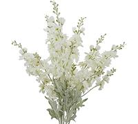 MINYULUA 6pcs Artificial Delphinium Flowers White Silk Larkspur Flowers Faux Snapdragon Long Stem Fake Plant Spray Arrangement for Home Office Garden Wedding Table Vase Decor (White)