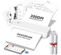 MinZhi Inkless Portable Printer for Travel, Wireless Printer Supports 8.5 x 11 Inch Thermal Paper, Bluetooth Machine Includes 3 Rolls of Thermal Paper Set