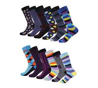 Mio Marino Men's Dress Socks - Colorful Funky Socks for Men - 12 Pack - Funky Cluster - 9-12