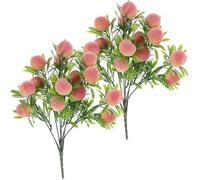 Mioaoa 1Pc Simulated Peach Branches Artificial Fruit Branches Vase Filling Decors Artificial Flower Bundles Peach Home Outdoor Decor Romantic,Green Artificial Plants and Flowers