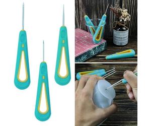 Mioaoa 3 Pcs Green Candle Making Punch Needle Tool Set, Round Hole Cone Hand Drills Punch Needle Candles Wick Tools for DIY Silicone Mould Making Punch Candle,Round Hole Wicking Tools