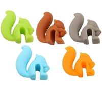 Mioaoa 5 Pcs Cute Squirrel Shape Silicone Tea Bag Holder Cup, Candy Colors Squirrel Drink Markers, Tea Bag Holder, Tea and Espresso Accessories