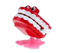 Mioaoa Red Wind Up Walking Babbling Chattering Teeth Bucket Lovely Attention Auti-sm Wind Up Teeth Novelty Wind-Up Toys Lovely Early Education Tools