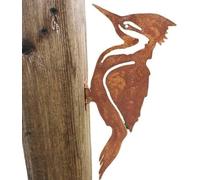 Mioaoa Rusty Metal Bird Silhouettes Garden Fence Decor Woodpecker Gardening Country Metal Bird Robin Yard Art Decoration Steel Outdoor Decor Sculptures and Statues