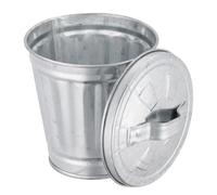 Mioaoa Silver Mini Galvanized Trash Can with Lid Mini Wastebasket Trash Can Small Metal Buckets Tabletop Can Metal Rubbish Bin Flower Pot Pen Holde Trash, Wastebaskets (9.5X9X6.3CM)