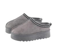 MIOBER Ladies Suede Slipper, Women's Slip On Indoor Platform Slippers,Faux Fur Warm,Plush Thermal with Anti-Skid Sole,Lined Outdoor Winter Boots(MOBI3-Grey,UK08)