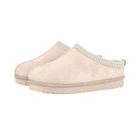 MIOBER Ladies Suede Slipper, Women's Slip On Indoor Platform Slippers,Faux Fur Warm,Plush Thermal with Anti-Skid Sole,Lined Outdoor Winter Boots(TAMMY1-MOCHA,UK4)