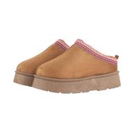 MIOBER Ladies Suede Slipper, Women's Slip On Indoor Platform Slippers,Faux Fur Warm,Plush Thermal with Anti-Skid Sole,Lined Outdoor Winter Boots(MOBI3-CAMEL,UK06)