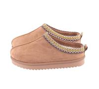 MIOBER Ladies Suede Slipper, Women's Slip On Indoor Platform Slippers,Faux Fur Warm,Plush Thermal with Anti-Skid Sole,Lined Outdoor Winter Boots(TAMMY1-TAN,UK7)