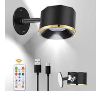 MIOBLUE LED Wall Mounted Reading Light, Wireless Wall Sconce with Remote, 360° Rotation Magnetic Wall Light RGB Picture Painting Light with Dimmable for Living Rooms,Bedrooms, Artwork, Dartboard