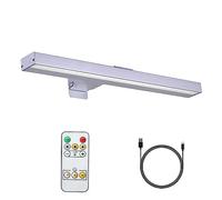 MIOBLUE Wireless Picture Lights with Remote, Rechargeable Battery Painting Light Display Lamp with 3 Lighting Modes, Dimmable Dartboard Light with Timer for Frame Portrait Art, Metal Body Silver