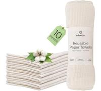 Mioeco 10 Pack Reusable Paper Towels - Washable Kitchen Dish Towels - Organic Cotton Alternative to Waffle Tea Towels - Strong, Absorbent, Paperless Cleaning Cloths - Eco-Friendly & Zero Waste