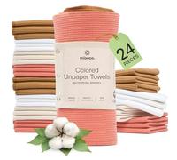 mioeco 24 Pack Multicolored Reusable Paper Towels - Nature Friendly - Organic Cotton Alternative - Thick, Strong, Paperless Kitchen Dish Cloths - Reusable Napkins - Dish Towels - Cloth Napkin