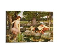 Mioedi John William Waterhouse(Echo And Narcissus) Artists Poster Picture Print Wall Art Painting Canvas Artworks Gift Idea Room Aesthetic 12x18inch(30x45cm)