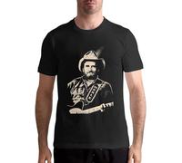 Mioedi Merle Haggard T Shirts Men's Tops Short Sleeved Round Neck Cotton Shirt Black L