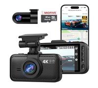 Miofive Dash Cam Front & Rear Dual Channel - Front 4K UHD + Rear 2.5K, Built-in GPS & 5GHz WiFi, 3.0″ IPS Screen, HDR & Night Vision, G-Sensor, 24-Hour Parking Mode, 32 GB Card Included