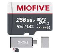 Miofive microSDXC Memory Card - Ultimate Micro SD Card with USB 3.0 Type-C Card Reader 170MB/s, C10, U3, A2, V30, 4K for Dash Cams, Android Smartphones, Tablets, and Gaming devices (256GB)