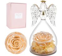 Miofula Christmas Preserved Real Rose Gifts for Women,Forever Roses in Glass Angel Birthday Gifts for Women,Eternal Rose Flowers Gift for Her Mum Girlfriend Wife Christmas Anniversary Valentine's Day