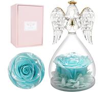 Miofula Christmas Preserved Real Rose Gifts for Women,Forever Roses in Glass Angel Birthday Gifts for Women,Eternal Rose Flowers Gift for Her Mum Girlfriend Wife Christmas Anniversary Valentine's Day