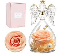 Miofula Eternal Angel Rose Figurine, Real Rose in Glass, Gift for Women, Mum, Wife, Anniversary, Valentine's Day