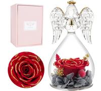 Miofula Preserved Real Rose Birthday Gifts for Women, Forever Roses in Glass Angel Gifts for Her, Eternal Rose Flowers Gift for Mum Women Girlfriend Wife on Christmas Anniversary Valentine's Day