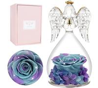 Miofula Preserved Real Rose Birthday Gifts for Women, Forever Roses in Glass Angel Gifts for Her, Eternal Rose Flowers Gift for Mum Women Girlfriend Wife on Christmas Anniversary Valentine's Day