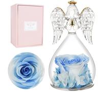 Miofula Preserved Real Rose Birthday Gifts for Women, Forever Roses in Glass Angel Gifts for Her, Eternal Rose Flowers Gift for Mum Women Girlfriend Wife on Christmas Anniversary Valentine's Day