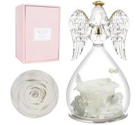 Miofula Preserved Real Rose Birthday Gifts for Women, Forever Roses in Glass Angel Gifts for Her, Eternal Rose Flowers Gift for Mum Women Girlfriend Wife on Christmas Anniversary Valentine's Day