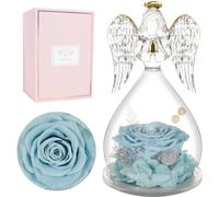 Miofula Preserved Real Rose for Womens, Forever Rose in Glass Angel Birthday Gifts for Mum Women Wife, Eternal Rose Gifts for Her on Christmas, Anniversary, Valentine's Day, Mother's Day