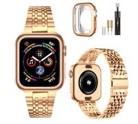 MioHHR Compatible with Apple Watch Strap 38mm 40mm 41mm, Solid Stainless Steel Metal Band for iWatch Series 9 8 7 6 5 4 3 2 1 SE Men and Women (Rose Gold)