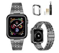 MioHHR Compatible with Apple Watch Strap 38mm 40mm 41mm, Solid Stainless Steel Metal Band for iWatch Series 9 8 7 6 5 4 3 2 1 SE Men and Women (Space Grey)