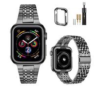 MioHHR Compatible with Apple Watch Strap 42mm 44mm 45mm, Solid Stainless Steel Metal Band for iWatch Series 9 8 7 6 5 4 3 2 1 SE Men and Women (Space Grey)