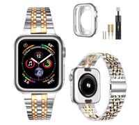 MioHHR Compatible with Apple Watch Strap 49mm, Solid Stainless Steel Metal Band for iWatch Ultra 2 1 Men and Women (Silver/Rose Gold)