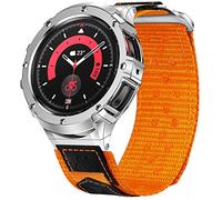 MioHHR Metal Case with Straps Compatible with Samsung Galaxy Watch 5 44mm 2022 / Watch 4 44mm 2021, Men's Robust Braided Nylon Straps and Stainless Steel Protective Case