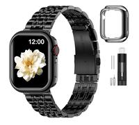MioHHR Slim Metal Band Compatible with Apple Watch 41mm 40mm 38mm, Solid Stainless Steel Chain Strap for Women Men iWatch Bands Series 9 8 7 6 5 4 SE 3 2 1, Black