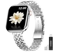 MioHHR Slim Metal Bands Compatible with Apple Watch Band 38mm 40mm 41mm 42mm (Series 10), Thin Chain Stainless Steel Strap Bands for Women iWatch Series 10 9 8 7 6 5 4 SE 3 2 1, Silver