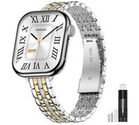 MioHHR Slim Metal Bands Compatible with Apple Watch Band 38mm 40mm 41mm 42mm (Series 11 10), Thin Stainless Steel Strap Bands for Women iWatch Series 11 10 9 8 7 6 5 4 3 2 1 SE3/2/1, Silver/Gold