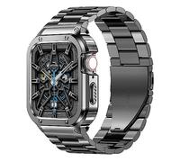 MioHHR Slim Metal Strap Compatible with Apple Watch Ultra 2 1 (49mm), Series 9/8/7(41mm), SE Series 6/5/4 (40mm, 44mm), Series 3/2/1 (38mm 42mm), Thin Steel Chain Strap, Space Grey, 45mm(Series 9/8/7