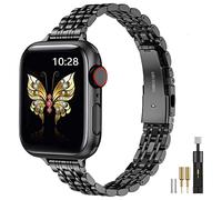 MioHHR Slim Straps Compatible with Apple Watch Strap 38mm 40mm 41mm 42mm(Series 11/10),Thin Stainless Steel Metal Chain Band for Women iWatch Straps Series 9 8 7 6 5 4 3 2 1 SE,Black