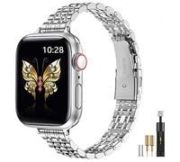 MioHHR Slim Straps Compatible with Apple Watch Strap 42mm(Series 3/2/1) 44mm 45mm 46mm 49mm,Thin Stainless Steel Metal Chain Band for Women iWatch Straps Ultra 3 2 1 Series 11 10 9 8 7 6 5 4 SE,Silver