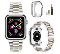 MioHHR Solid Stainless Steel Watch Straps Compatible with Apple Watch Strap Series 11/10 46mm, Metal Band for iWatch Series 11/10,Men(Silver/Gold)