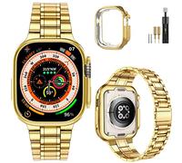 MioHHR Solid Stainless Steel Watch Straps Compatible with Apple Watch Strap Ultra 3 2 1 49mm, Metal Band for iWatch Ultra 3 2 1,Men(Gold)