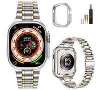 MioHHR Solid Stainless Steel Watch Straps Compatible with Apple Watch Strap Ultra 3 2 1 49mm, Metal Band for iWatch Ultra 3 2 1,Men(Silver/Gold)