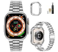 MioHHR Solid Stainless Steel Watch Straps Compatible with Apple Watch Strap Ultra 3 2 1 49mm, Metal Band for iWatch Ultra 3 2 1,Men(Silver)