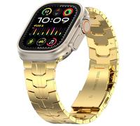 MioHHR Stainless Steel Band Compatible with Apple Watch Band 49mm 46mm 45mm 44mm 42mm, Adjustable Metal Band for Men iWatch Ultra Series 10 9 8 7 6 5 4 3 2 1 SE SE2, Gold