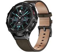 MioHHR Stainless Steel Case with Strap Compatible with Samsung Galaxy Watch 5 Pro Strap 45mm（2022）,Genuine Leather Band and Metal Protective Case for Men，Coffee