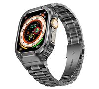 MioHHR Stainless Steel Watch Band with Case Compatible for Apple Watch Bands Ultra 2/1 49 mm,Rugged Strap with Metal Protective Bumper Cover for iWatch Ultra 2/1 for Men(Space Grey)