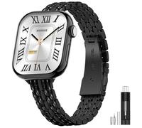 MioHHR Thin Metal Band Compatible with Apple Watch 38mm 40mm 41mm 42mm 44mm 45mm 49mm, Stainless Steel Chain Strap for iWatch Series 11 10 9 8 7 6 5 4 3 2 1, Black/White, 42mm(Series 10) 41mm 40mm