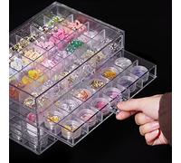 MIOINEY Compartment Storage Box 72 Grids Acrylic Organizer Box with 3 Drawers Storage Containers Transparent Organizer for Crafts Art Supply Painting Nail Tip Bead Earring Ring (Clear)
